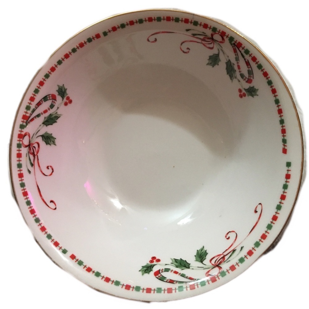 Festive Holiday Bowl with Holly Design